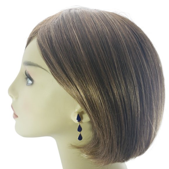 Vintage 14 Karat Yellow Gold and Lapis Lazuli Dangle Earrings #12362 - Picture 5 of 6